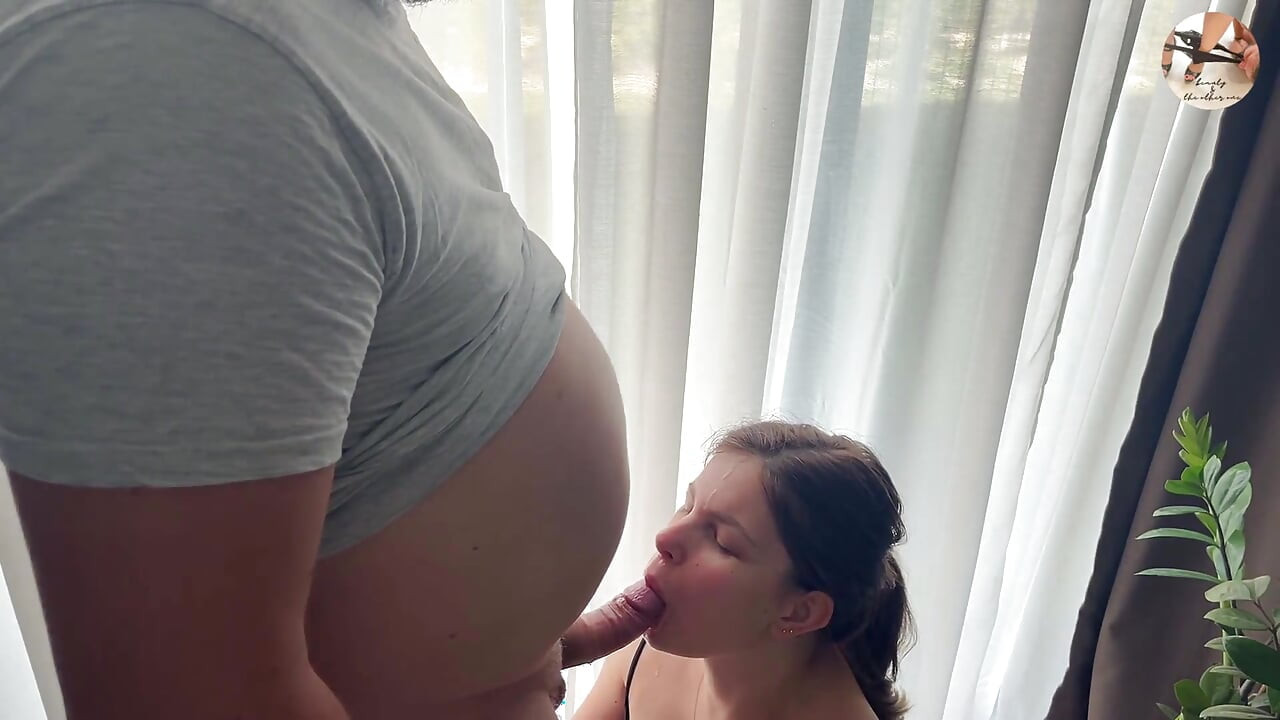 blowjob and facial by the window let neighbours watch