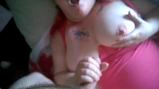 Chubby mature takes facial