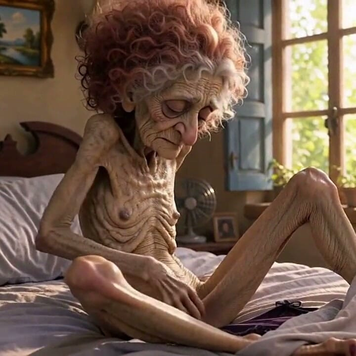 Very Old Widow Masturbates Her Wrinkled Pussy Alone and Craves a Huge Cock