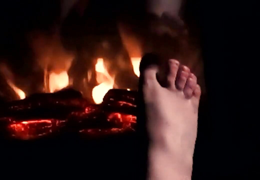 Warming My Feet on the Fire so They Get Warm and Sweaty for Your Cock and Balls