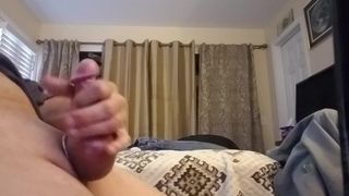 Jerking Off with cock ring and cumming