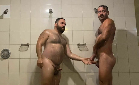 Almost getting caught public showers sexy bear