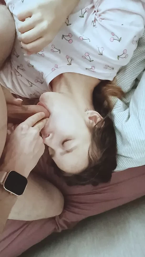 Hard cock fucks his girlfriend in the mouth