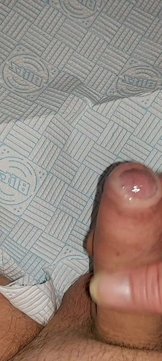 My small cock makes plenty of pre-cum before average cumshot