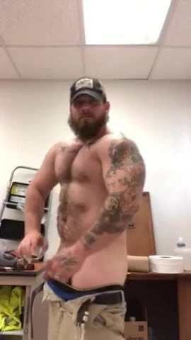Muscle man showing his dick