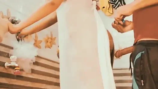 Young college student bathroom risky homemade sex video