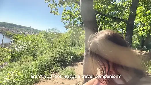 Public fun with a stranger in Prague