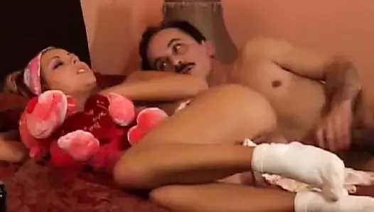 Hot French babe gets her holes stretched by two big pecker's