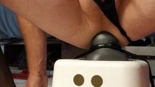 Shaved Sissy big toy anal gaping prolapse loose hole rosebud