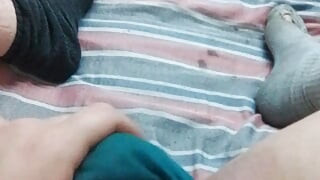 Man shows dirty socks , talks dirty Daddy talks , tease with his cock Sexy deep voice & teasing