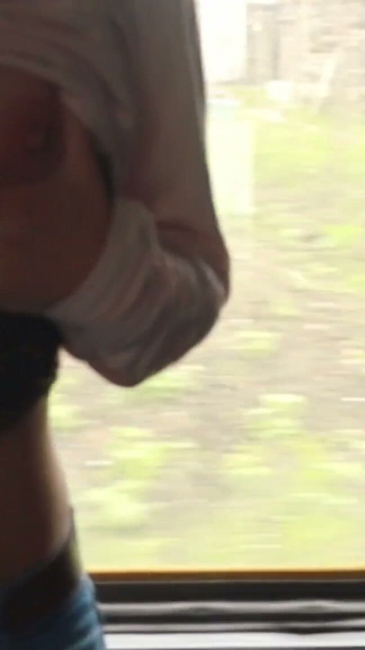 An unknown girl touches my dick in the train and then I jerk off in the bathroom. | Clip 2