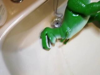 T-rex gets a shower!
