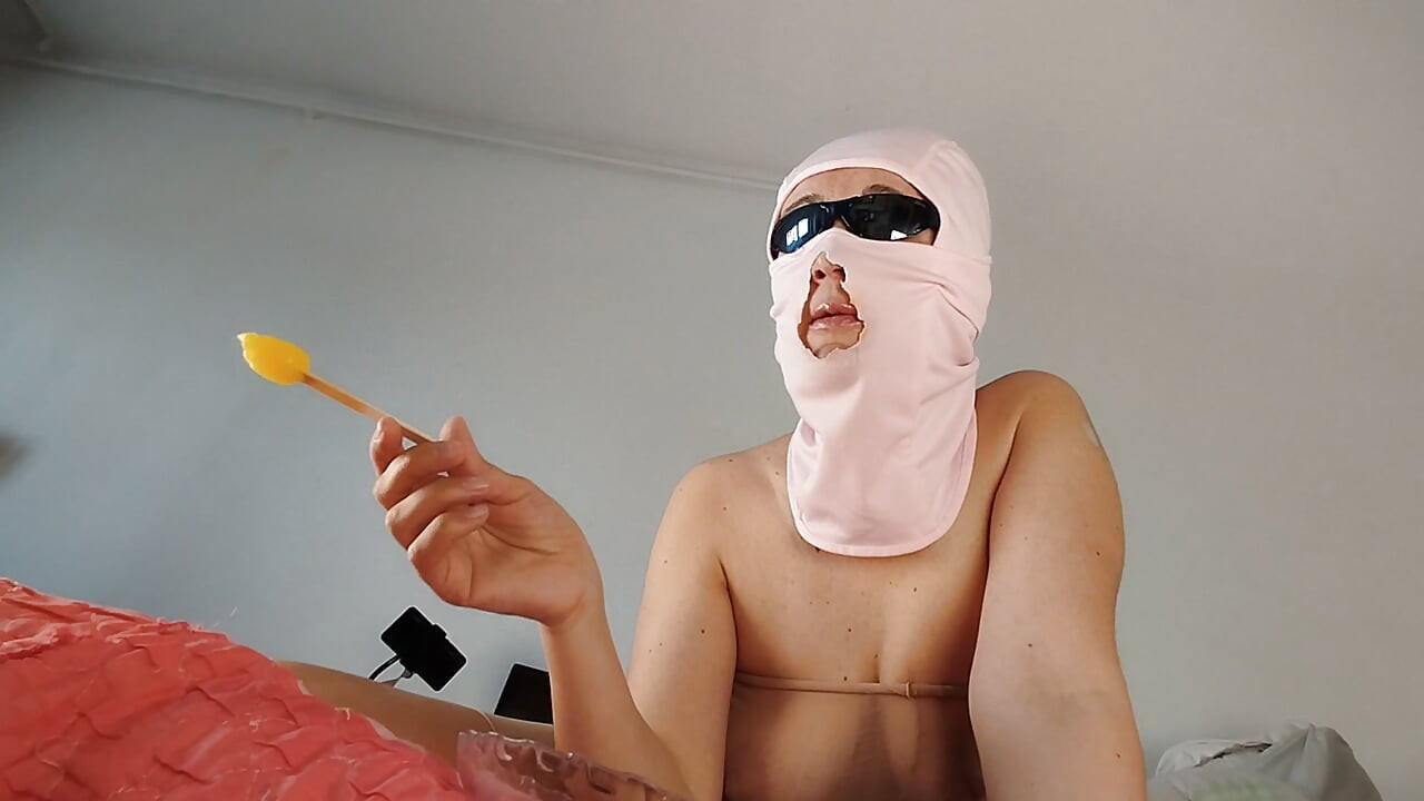 Amateur wife enjoys trying on the clothes she cuts.
