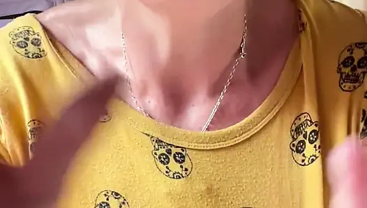 Slapping suncream on my boobs to do topless gardening! But then I got caught by a knock at my door! FAN REQUEST VIDEO!