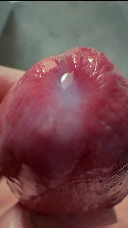 Macro Cum Shot. Ultra Close-up Ejaculation