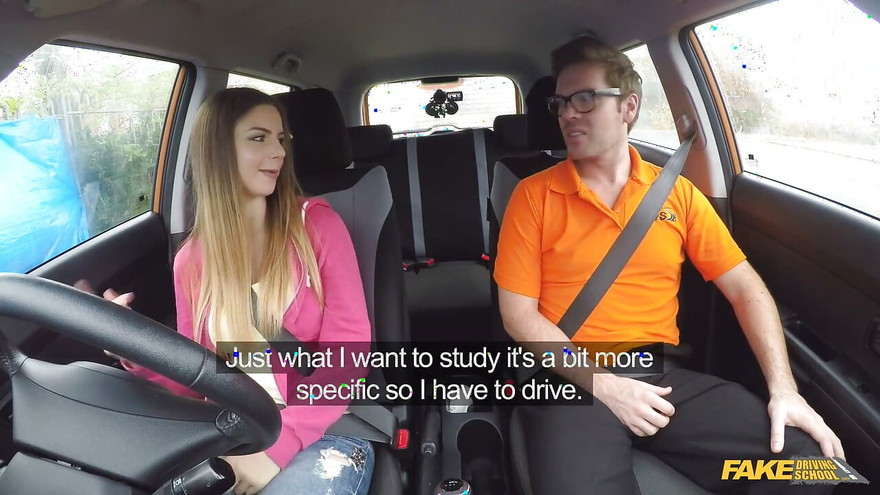 Fake Driving College - Italian Student Stella Cox Seduces Instructor for a Fast Hardcore Driving Pass