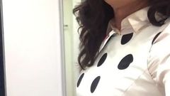 Masturbation in polka dot dress