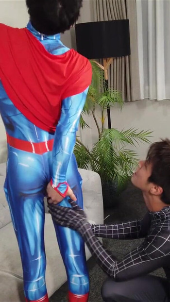 Memorable moment from "Spiderman X Superman Sexy Costume RolePlay"