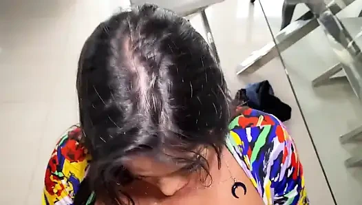 Busty MILF Julianna was looking for someone else but quickly finds my big dick and eats my ass!