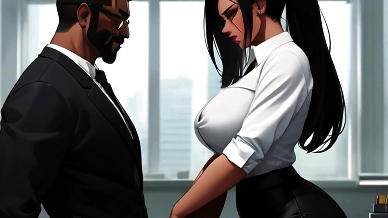 하루 종일 직장에서 흑인 자지를 쓰다듬는 섹시한 비서