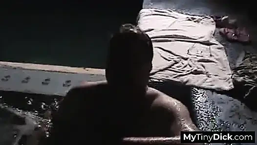 Her hands gently guided his small cock into her mouth