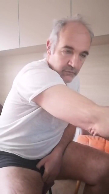 Must-see moment from "Double pissing with a fresh handjob early in the morning I drink a lot of water and pee a lot for my"