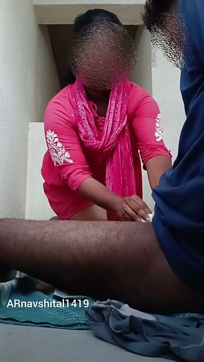 Stepmom fuck on building exit stair open public placehard fuck by step son