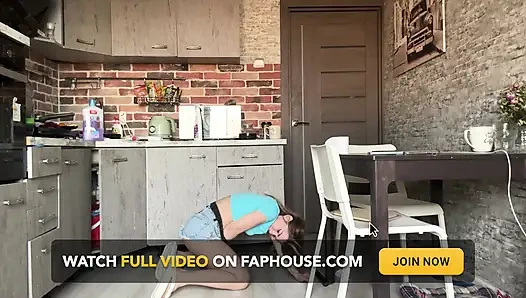 The Cleaning Lady Couldn't Stand It and Wet Her Shorts