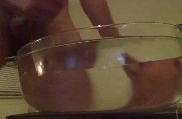 Drooling with precum penis ejaculating under water