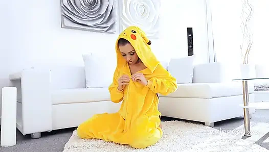 Cute Dimpled Darling Empera Is Fond of Cosplaying Different Characters and She Chose Pikachu This Time