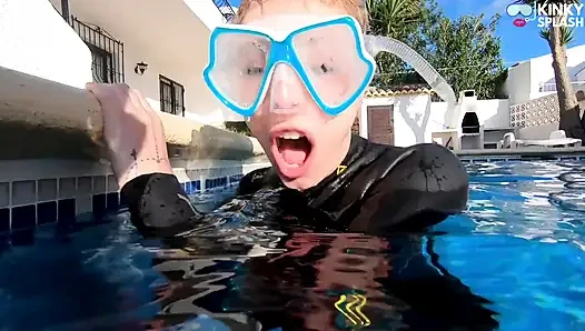 Neoprenanzug dildo-blowjob unter wasser - neopren maskierte lutschschlampe