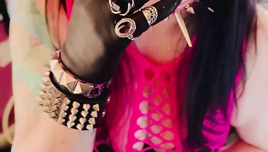 A British Tart Tina Snua Smokes A Cigarette Wearing Leather Gloves - Smoking Smoker Dangle Cigarette OMI OME Snap Inhale