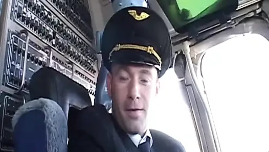 Randy pilot fondles sexy brunette in the cockpit