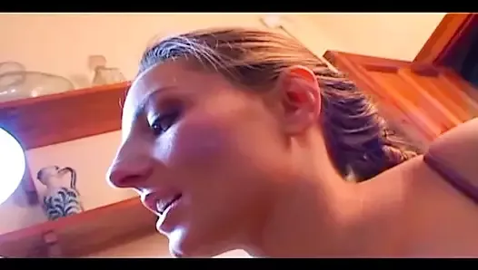Two wild sluts from France pleasing a hard cock in the kitchen