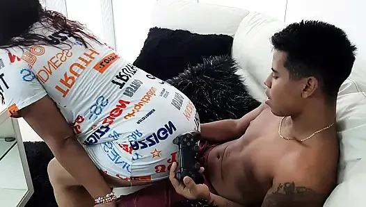 Busty brunette Latina fucking her stepson