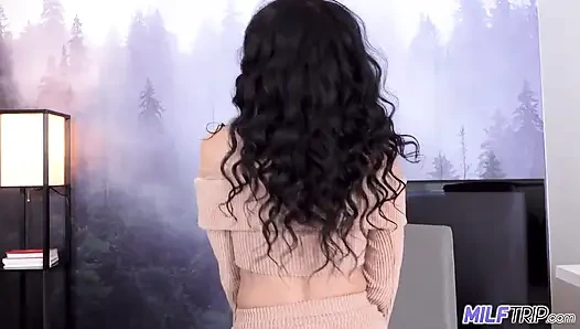 Milftrip Curly Haired Mixed MILF Cums Hard
