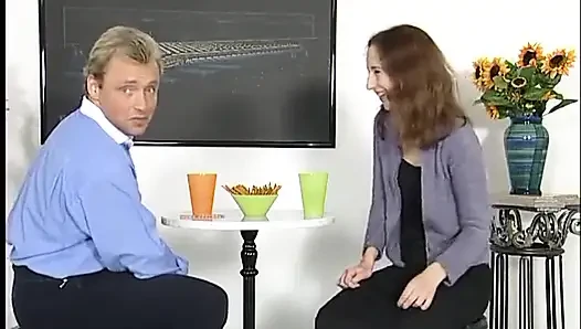 Casting chick toys her wet twat