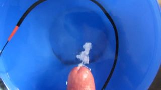 Huge electro stimulation cumshot under water