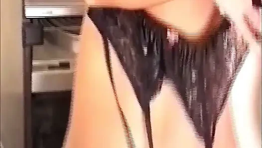 Brunette Strips Red Top and Rides Massive Toy