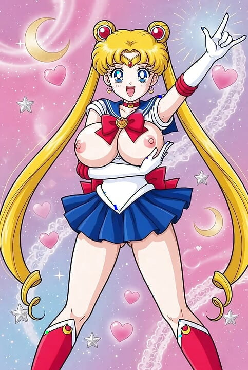 Sailor Moon balançando sua buceta careca apertada