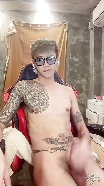 Cute Inked Boy Teasing, Masturbating, and Cumming for His Webcam Viewer