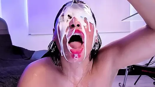 As I Swallow Your Cock, My Mouth Gets Wet and Semen Explodes on My Face
