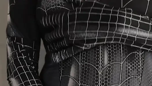 SPIDERMAN COSPLAY GIRL IS TRYING ON HER COSTUME AND EVEN GETS STUNG UNTIL IT COMES OUT IN THE PUSSY