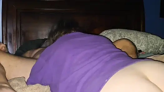 Mature girlfriend sucks my dick balls and ass before sex