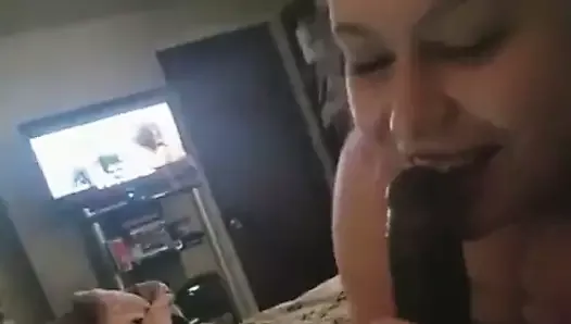 White bitch sucking while on the phone with her man