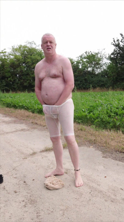 Exhibitionist with Sexy Nylon Fetish on Lonely Dirt Road