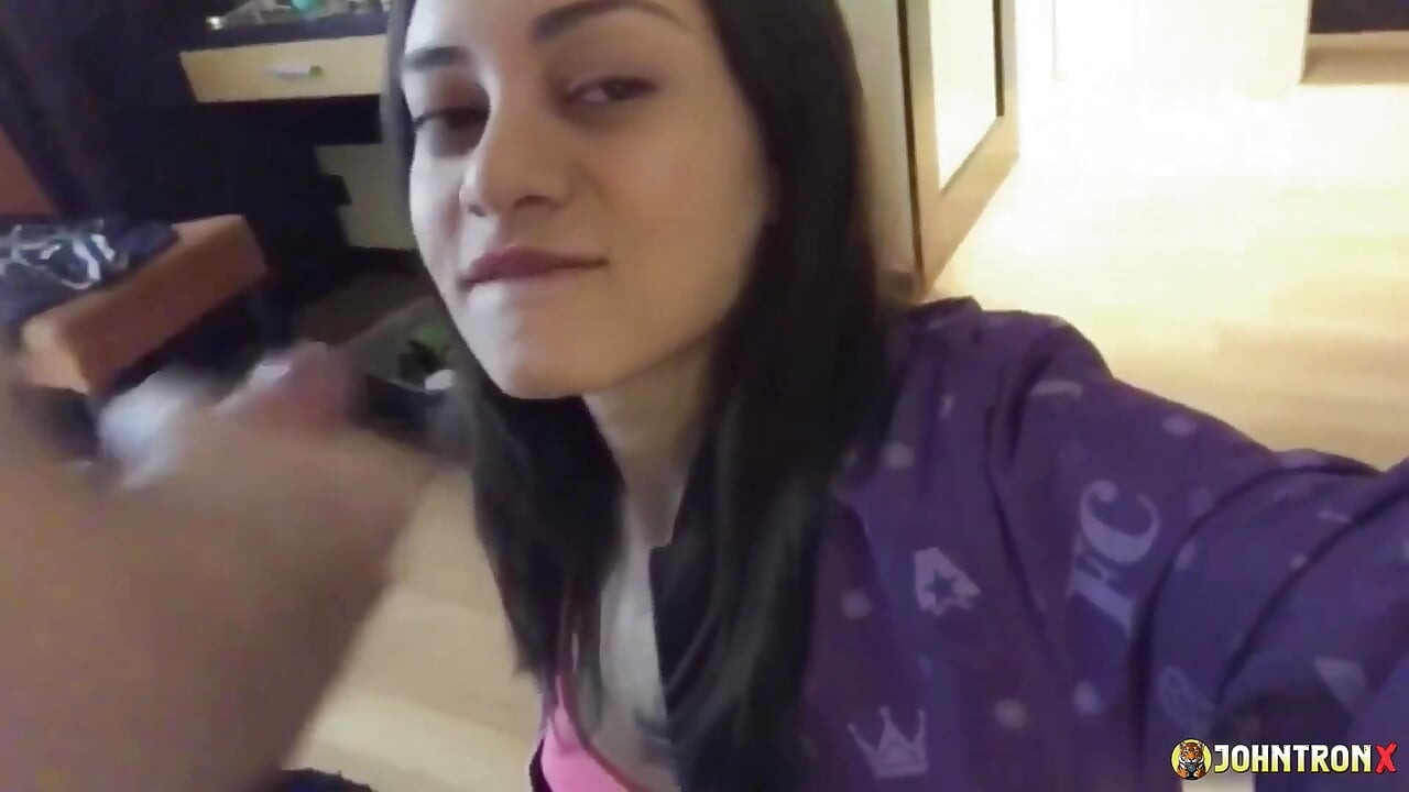 Johntronx - Brunette Sweetie Sucks My Cock and Eats My Cum in POV