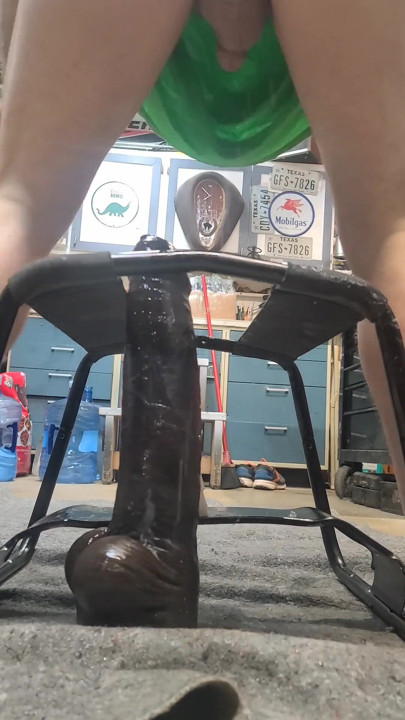 Hankeys dildos on my bouncy dildo chair | Clip 1