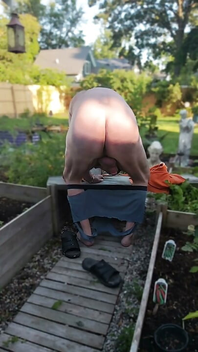 Enjoying My Backyard - Naked!