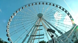 Outdoor and private 3some blowjob and cum in mouth ending for the naughty brunette babe